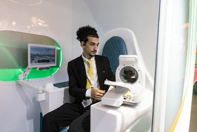 The AI-powered clinic can check a patient's heart rate, blood pressure, height and weight. Antonie Robertson / The National