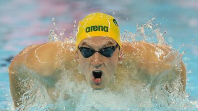 Nic Brown of of Australia competes in the Men's 4x100m Medley Relay on day 6 of the 14th FINA World Swimming Championships in Hangzhou, China. Getty Images