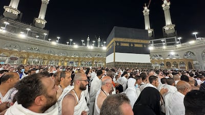Pilgrims circle the Kaaba as they perform the Farwell Tawaf at the Grand Mosque in Makkah. Reuters
