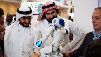 Visitors take a look at the Robots. Satish Kumar for The National