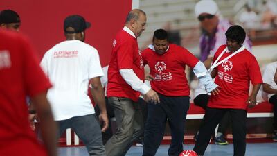 Football is one of 24 sports at the Special Olympics in Abu Dhabi. Delores Johnson / The National
