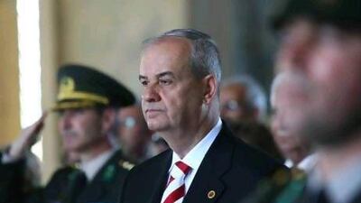 Turkey's then Chief of Staff General Ilker Basbug, centre, follows a guard of honour during a symbolic visit with his classmates who graduated from War College in 1962 to the mausoleum of Mustafa Kemal Ataturk, the founder of modern Turkey, in Ankara in 2010.