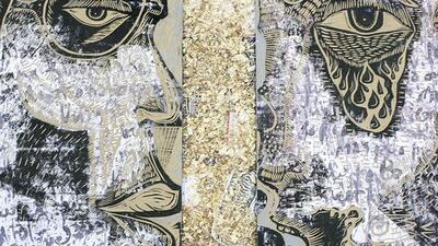 A woodcut by Janos De La Cruz at the opening for the Philippine Art Month.