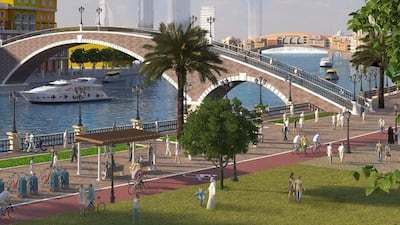 An artist's impression of the canal that will pass through Safa Park in Dubai. WAM
