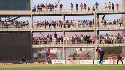 Hundreds of Nepal fans turned up on a work day in Muscat to see their side beat the UAE in a thriller. Courtesy ICC