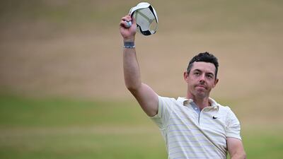 Rory McIlroy on the 18th green after his final round at the Open Championship. AFP