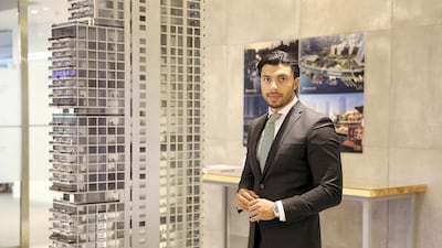 Firas Al Msaddi, of fam Properties, at his office in Dubai's Business Bay. The company founder achieved his aim of running several companies before the age of 35. Pawan Singh / The National