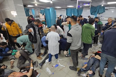 Victims are treated inside the Kamal Adwan hospital in Beit Lahya in the northern Gaza Strip, following a reported Israeli strike that hit the medical complex on December 6. AFP
