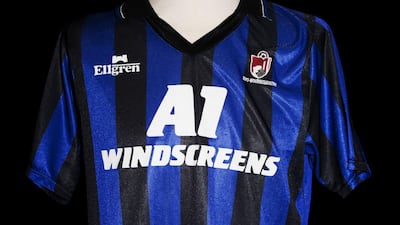 3) 1990/92 away: From the Rossoneri at Dene Court to the Nerazzurri on their travels from the south coast. They may have just been relegated from the old Division Two but Bournemouth, and kit manufacturers Ellgren, did themselves proud here as this Inter Milan-inspired effort has a retro feel that would not look out of place today. Courtesy Football Kit Archive