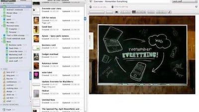 Screenshot of Evernote for Mac OS X.