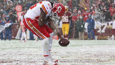 Washington, DC, the US capital, was also hit with snow on Sunday. The Kansas City Chiefs arrived to play the Washington Redskins in the wintry conditions and Jamaal Charles scored a touchdown for Kansas City. Geoff Burke / USA Today Sports