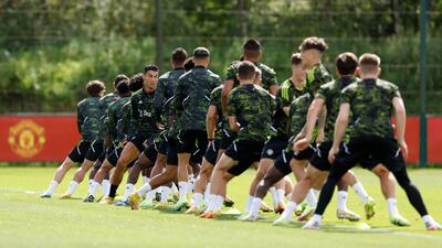 Manchester United players at training. Reuters