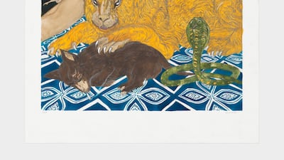 Marcel Dzama's 'So young she understood everything' (2019) at David Zwirner's booth. Courtesy the artist and David Zwirner