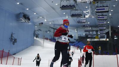 Runners compete in the first-ever DXB Snow Run during DXB Snow Week. Getty Images