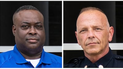 Campus safety officer JJ Jefferson, left, and campus police officer John Painter were killed by a gunman at Bridgewater College. Bridgewater College / AP