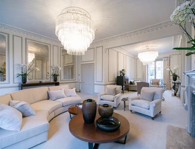 The front reception room in a property in Hanover Terrace, Regent's Park, where the rent is £8,450 a week. Photo: Beauchamp Estates