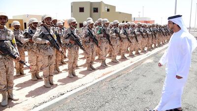 Sheikh Mansour bin Zayed, Deputy Prime Minister and Minister of Presidential Affairs, attended the final exercise of the fifth batch of the national service recruits, in Al Gharbia on Tuesday.