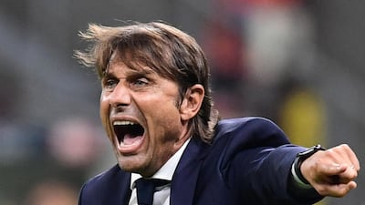 Inter Milan's Italian head coach Antonio Conte shouts instructions. AFP