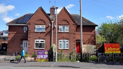 No single party in the May 7 UK polls is likely to win an outright majority, which would require them to win 326 seats. Paul Ellis / AFP