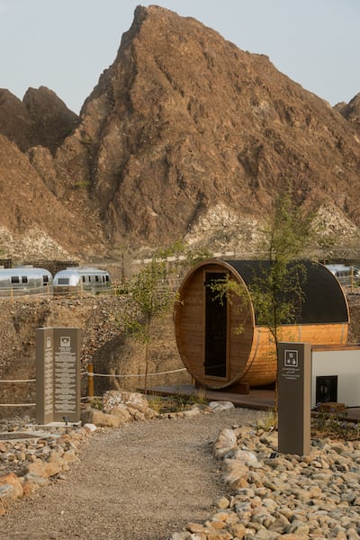 The sauna and cold plunges are outside. Photo: Caravan Hatta by Our Habitas