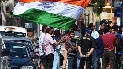 India fans show their support in Perth, but Indian expatriate and UAE T20 player Vikrant Shetty will be cheering on the UAE. Greg Wood / AFP