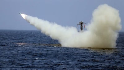 An anti-ship missile fired by Iran during an exercise in 2021. Photo: Iranian army