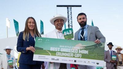 Style Stakes Best Dressed Man runner-up, Leon Harris, at the Dubai World Cup on March 30, 2019. Twitter / Meydan Style