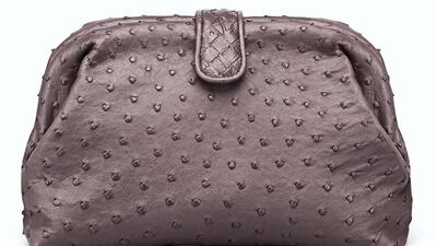 The Lauren 1980 clutch in Glicine Ostrich