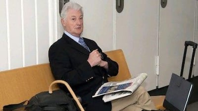 The retired British businessman Christopher Tappin waits at Heathrow last week for transfer to US custody. He is accused of plotting to sell missile batteries to Iran.