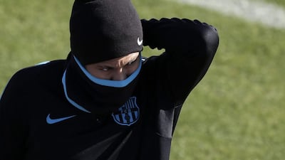 Neymar takes part in the team’s training session for the Club World Cup final. Kiyoshi Ota / EPA