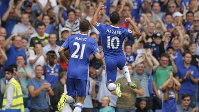 Eden Hazard celebrates scoring the opening first goal. Andrew Couldridge / Reuters