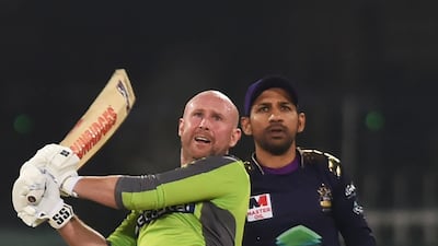 Ben Dunk plays a shot during the Pakistan Super League match between Lahore Qalandars and Quetta Gladiators. AFP