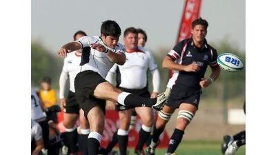 Arabian Gulf's Paul Beard scored an exceptional drop goal against Hong Kong in 2008. Pawan Singh / The National