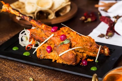 Tandoori raan (marinated leg of lamb).