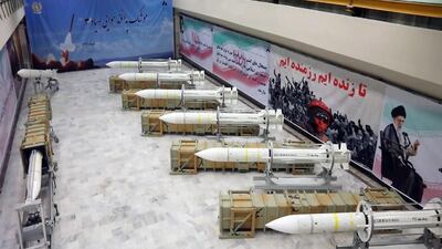 A handout picture released by Iran's Defence Ministry shows newly-upgraded Sayyad-3 air defence missiles on display during an inauguration of its production line at an undisclosed location in Iran. AFP