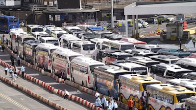 Coaches wait to enter the Port of Dover in Kent on April 2. PA