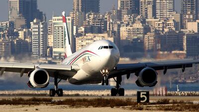 A Middle East Airlines jet lands in Beirut, Lebanon. The carrier has signed an agreement with Turkish Airlines. Hussein Malla / AP
