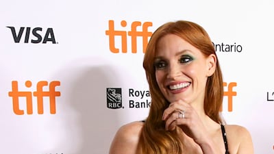 Jessica Chastain poses at the premiere of 'The Forgiven' during the Toronto International Film Festival. Reuters