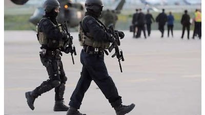 Heavily armoured soldiers guard as international leaders arrive for G8 and G20 summits in Toronto, Ontario, Canada on Thursday, 24 June 2010.