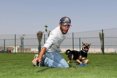 Lamar (the dog) with Karam George. A dog park will be opening soon at the RAK Animal Welfare Centre. Chris Whiteoak / The National