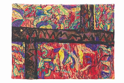 A detail from one of Pacita Abad's early trepunto works, Sampaloc Walls (1985). Photograph Max McClure