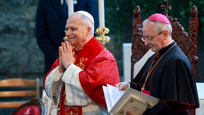 The Pope arrives to meet bishops, priests, consecrated people and pastoral workers at the Shrine of Our Lady of Lebanon in Harissa. Reuters