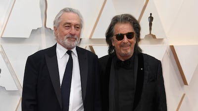 Robert De Niro and Al Pacino arrive at the Oscars on Sunday, February 9, 2020, at the Dolby Theatre in Los Angeles. AP