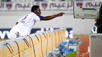 Al Ain’s Asamoah Gyan scored twice as his side beat Dibba Al Fujairah 5-1. Jake Badger for The National