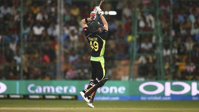Steve Smith of Australia bats during the ICC World Twenty20 match between Australia and Bangladesh at M. Chinnaswamy Stadium on March 21, 2016 in Bangalore. Ryan Pierse / Getty Images