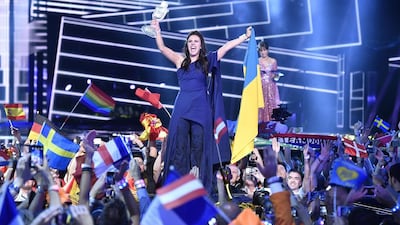 Ukraine’s Jamala celebrates winning Eurovision. Martin Meissner / AP Photo