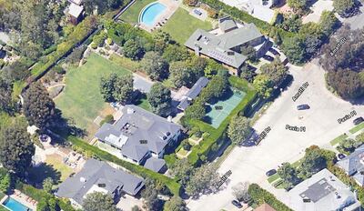Conan O'Brien's home and tennis court in Pacific Palisades have survived the fires. Photo: Screengrab from virtualglobetrotting.com