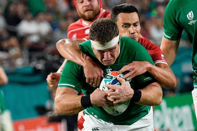 Ireland hooker Sean Cronin, left. AFP