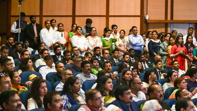 Guests in the auditorium on India's Independence Day at the embassy in Abu Dhabi