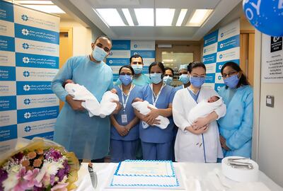 The four babies are doing well, their Eqyptian parents said. Courtesy: NMC Royal Hospital
